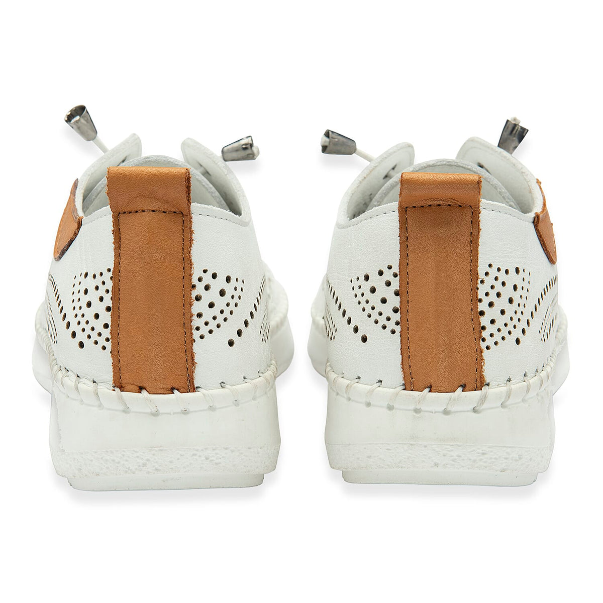 Lotus Womens Tassia Premium Leather Laser Cut Detail Lace Up Shoes (Size 4) - White 8511296 3