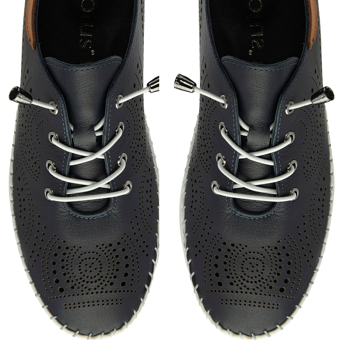 Lotus Womens Tassia Premium Leather Laser Cut Detail Lace Up Shoes (Size 5) - Navy V32605784 2