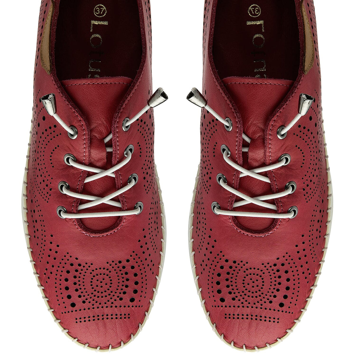 Lotus Womens Tassia Premium Leather Laser Cut Detail Lace Up Shoes (Size 5) - Pink 8511285 2