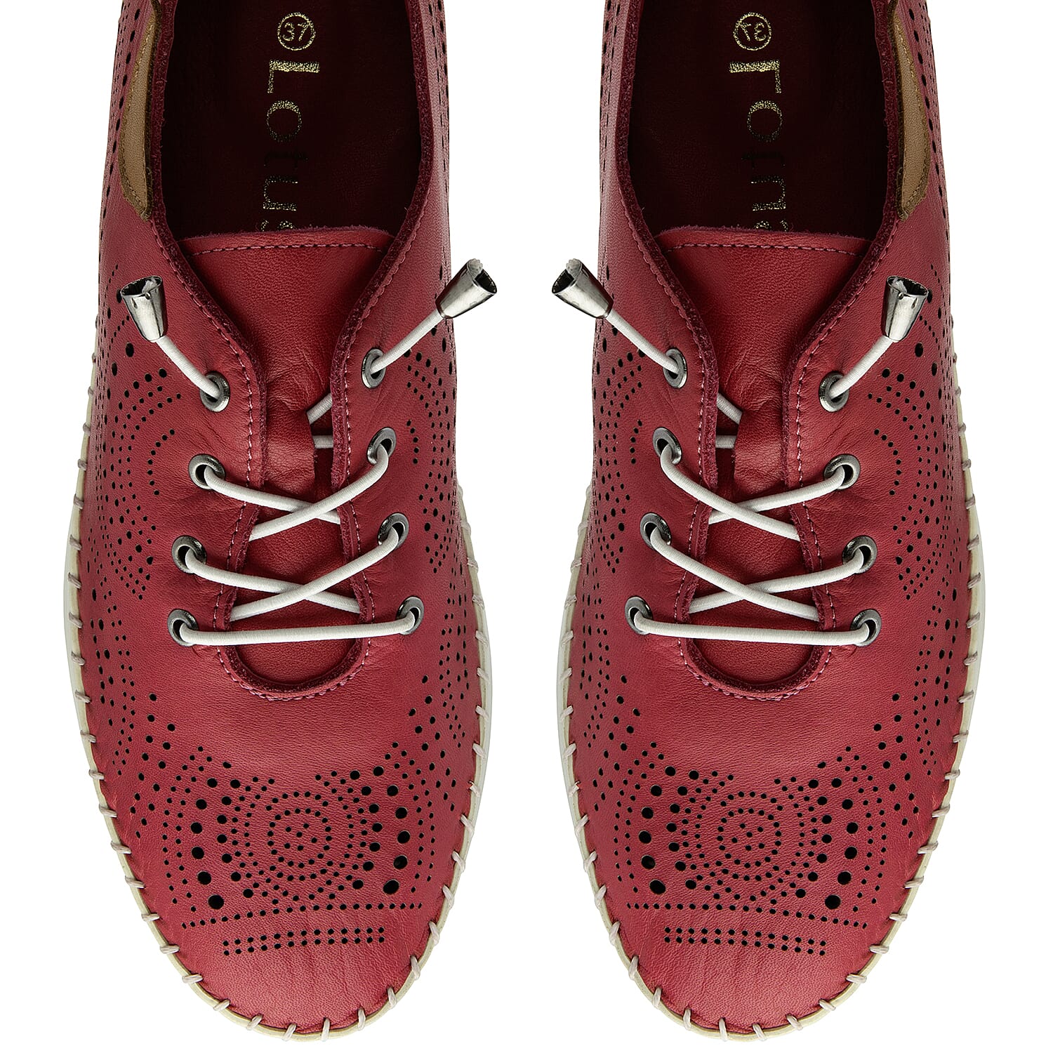 Lotus Womens Tassia Premium Leather Laser Cut Detail Lace Up Shoes (Size 5) - Pink 8511285 2