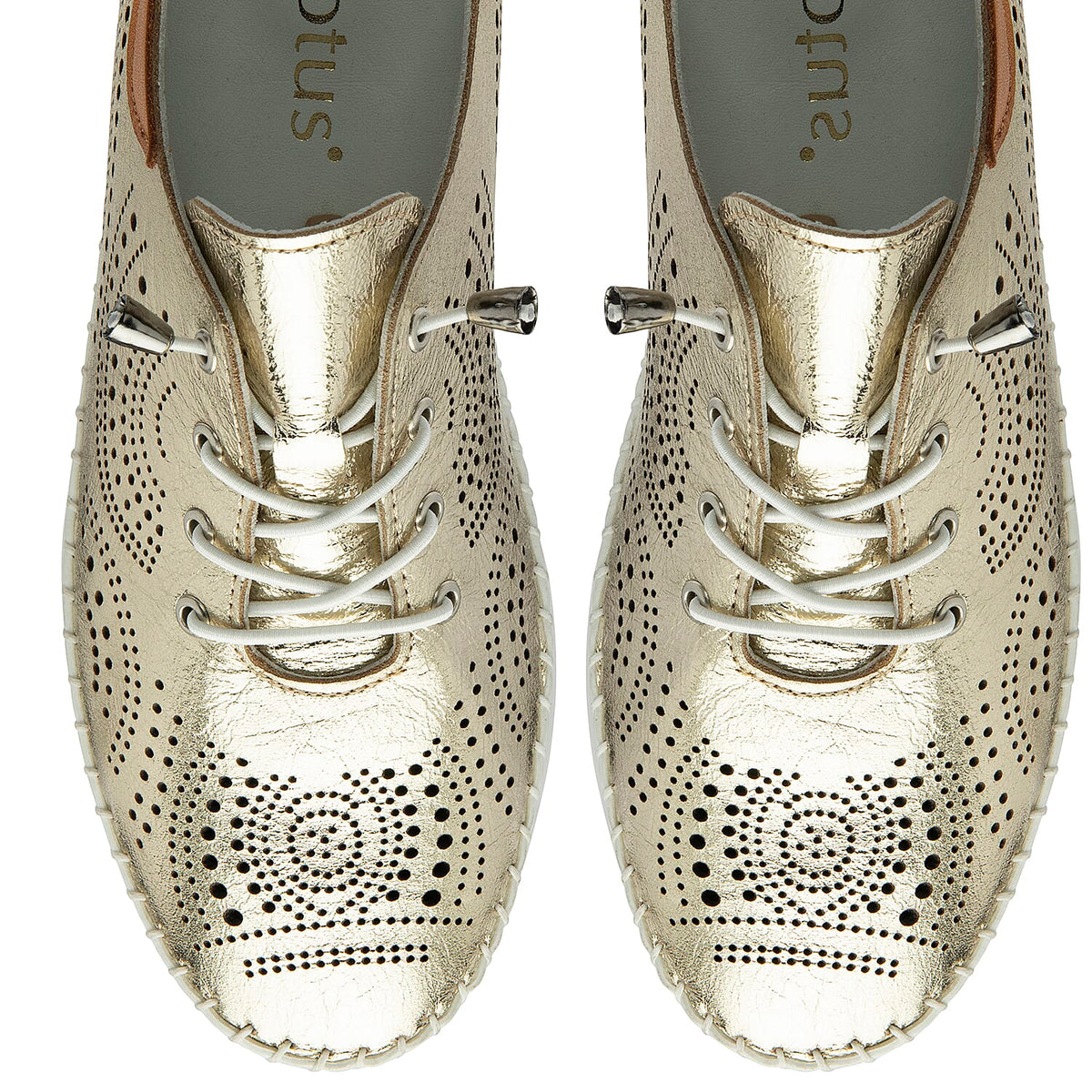 Lotus Womens Tassia Premium Leather Laser Cut Detail Lace Up Shoes (Size 6) - Gold V32573900 2