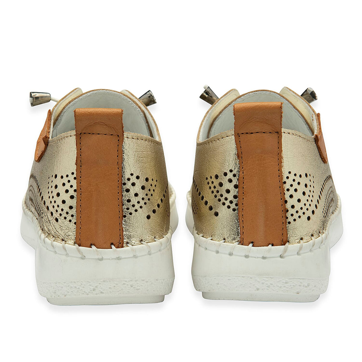Lotus Womens Tassia Premium Leather Laser Cut Detail Lace Up Shoes (Size 6) - Gold V32573900 3