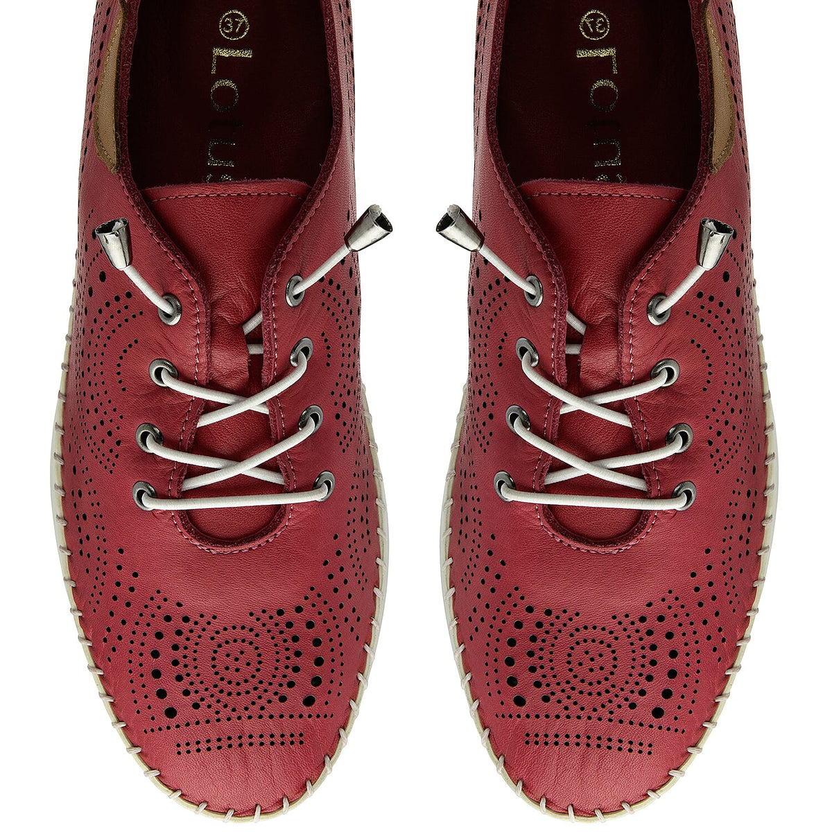 Lotus Womens Tassia Premium Leather Laser Cut Detail Lace Up Shoes (Size 7) - Pink V32525956 2