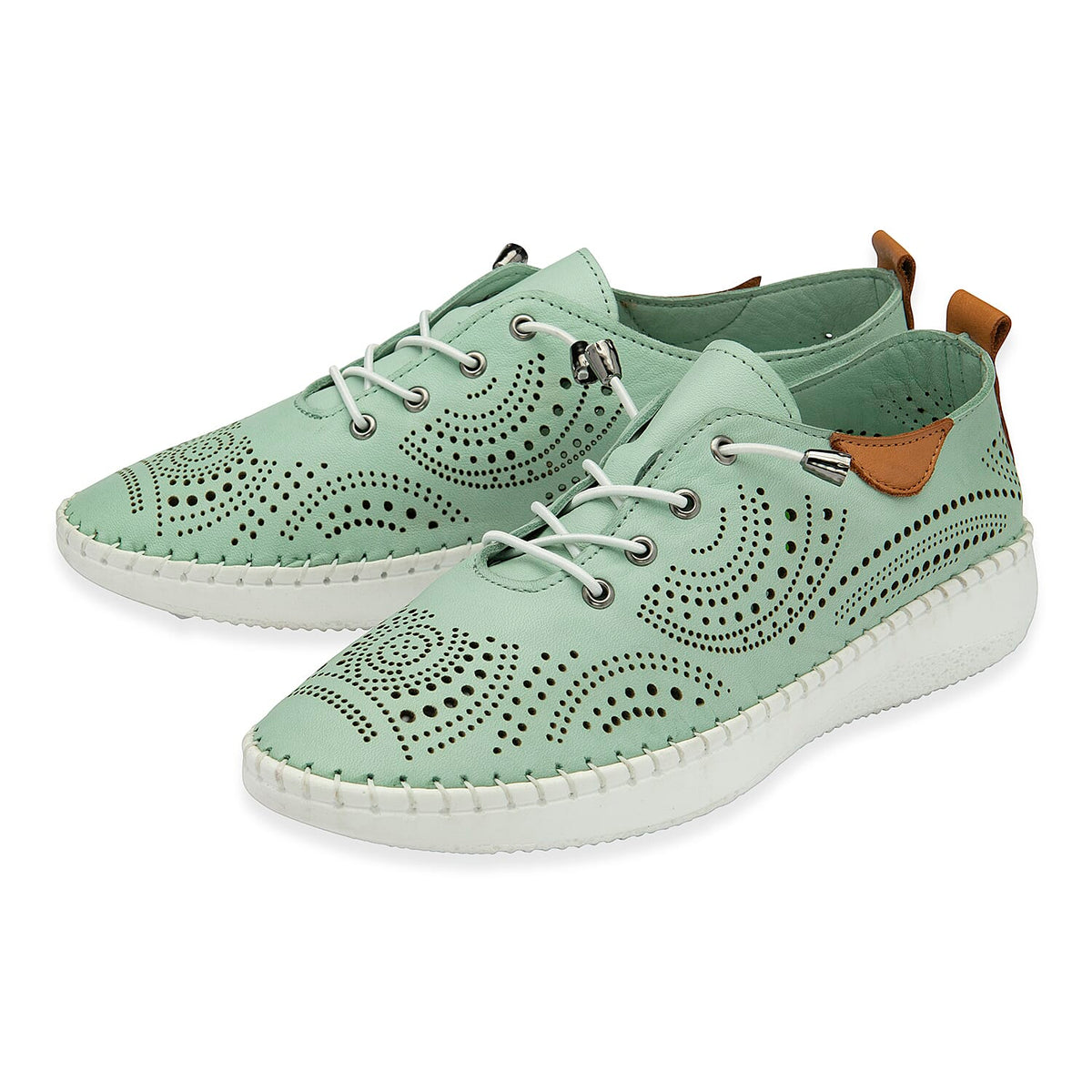 Lotus Womens Tassia Premium Leather Laser Cut Detail Lace Up Shoes (Size 5) - Mint V32516612 0
