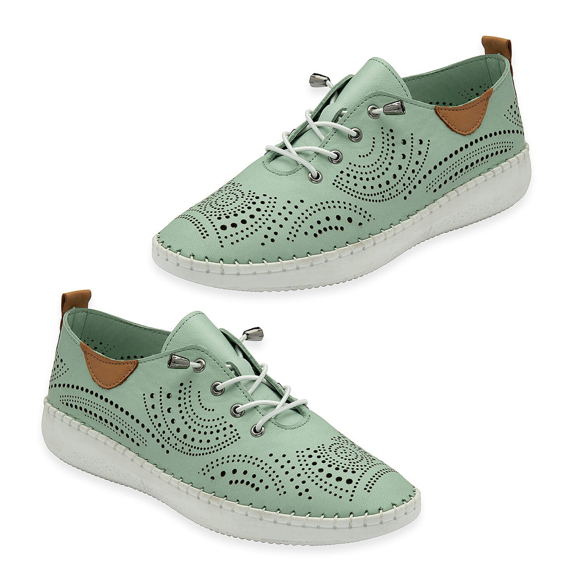 Lotus Womens Tassia Premium Leather Laser Cut Detail Lace Up Shoes (Size 5) - Mint V32516612 1