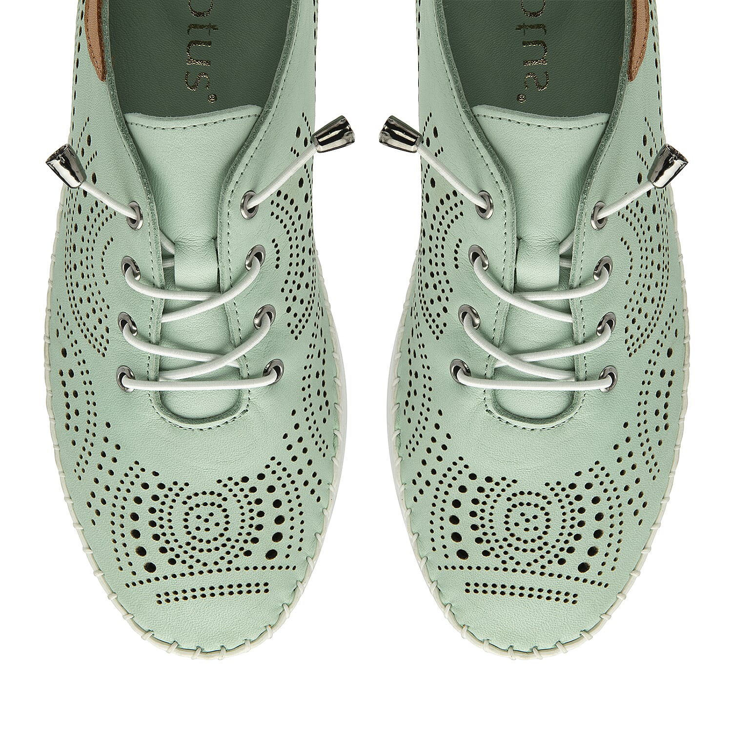 Lotus Womens Tassia Premium Leather Laser Cut Detail Lace Up Shoes (Size 5) - Mint V32516612 2