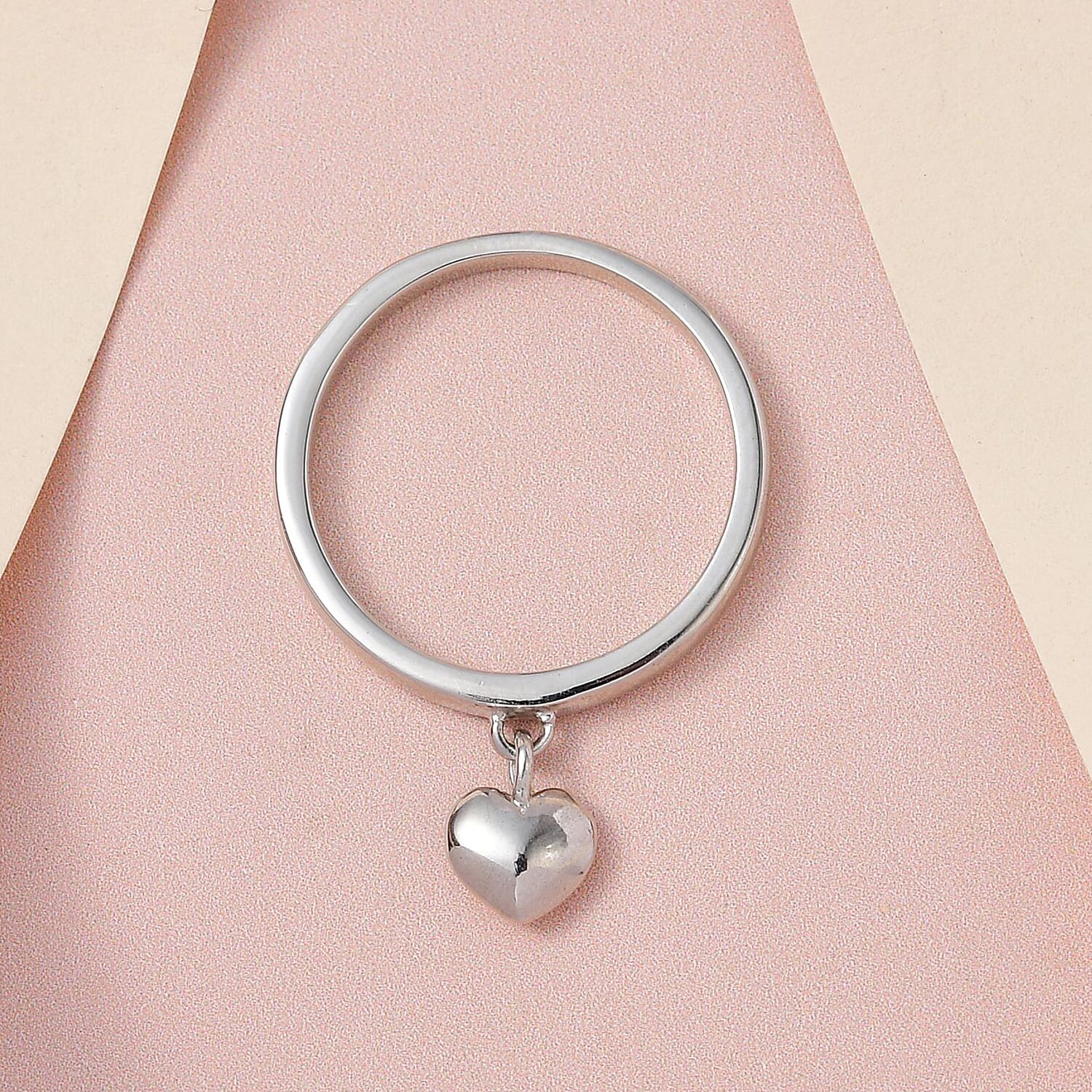 Love Heart Charm Wedding Band Ring for Women in Sterling Silver with Platinum Plated 3772613 4