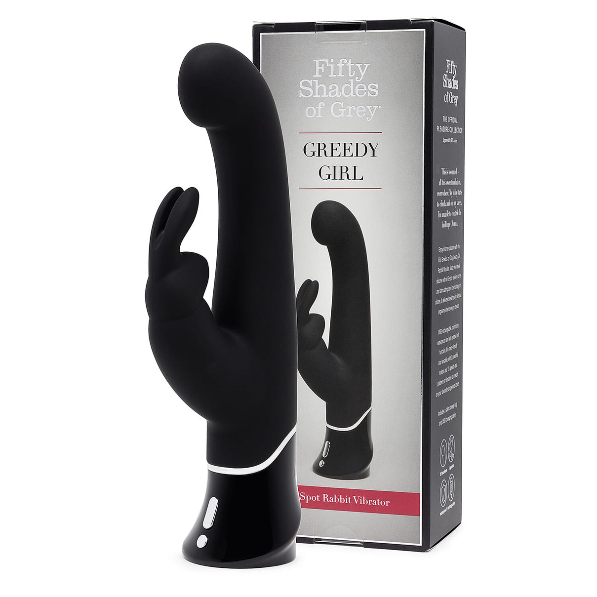 Lovehoney Fifty Shades of Grey Greedy Girl Rechargeable G-Spot Rabbit Vibrator - Black 8414081 8