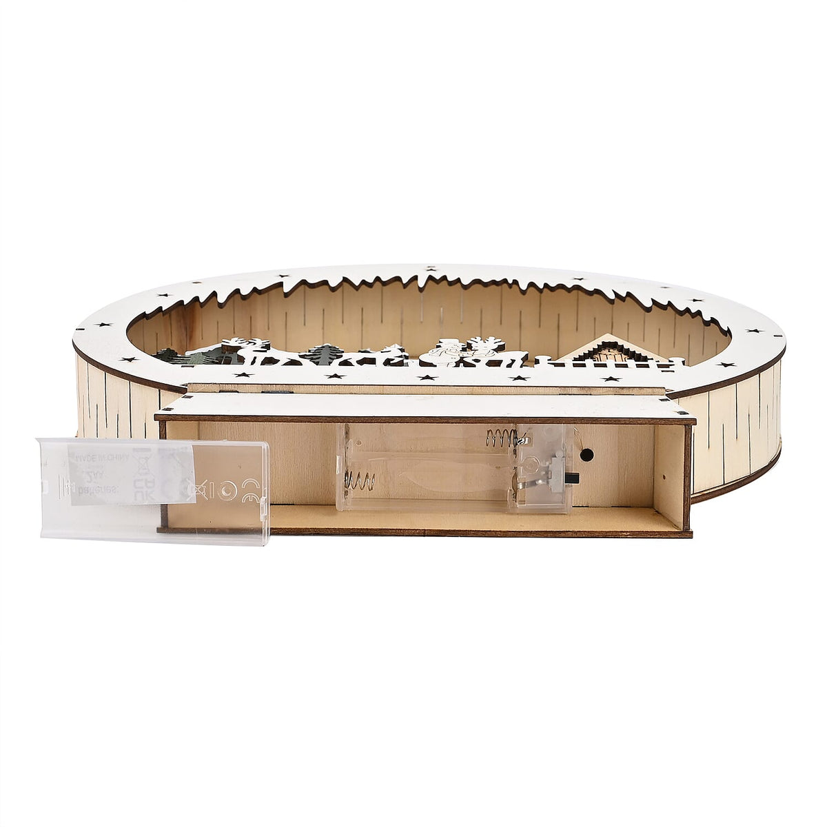 Wooden Light Up Round Christmas Village Scene - Green 7595367 4