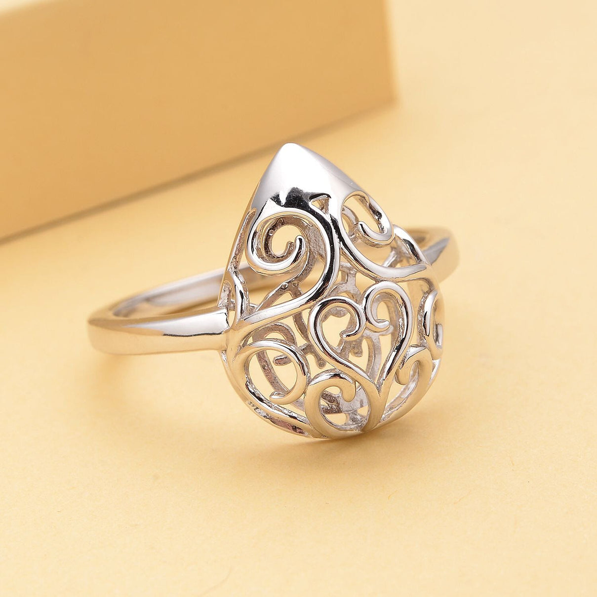 Lucy Q Air Drip Collection - Rhodium Overlay Sterling Silver Rococo Ring 7083157 2