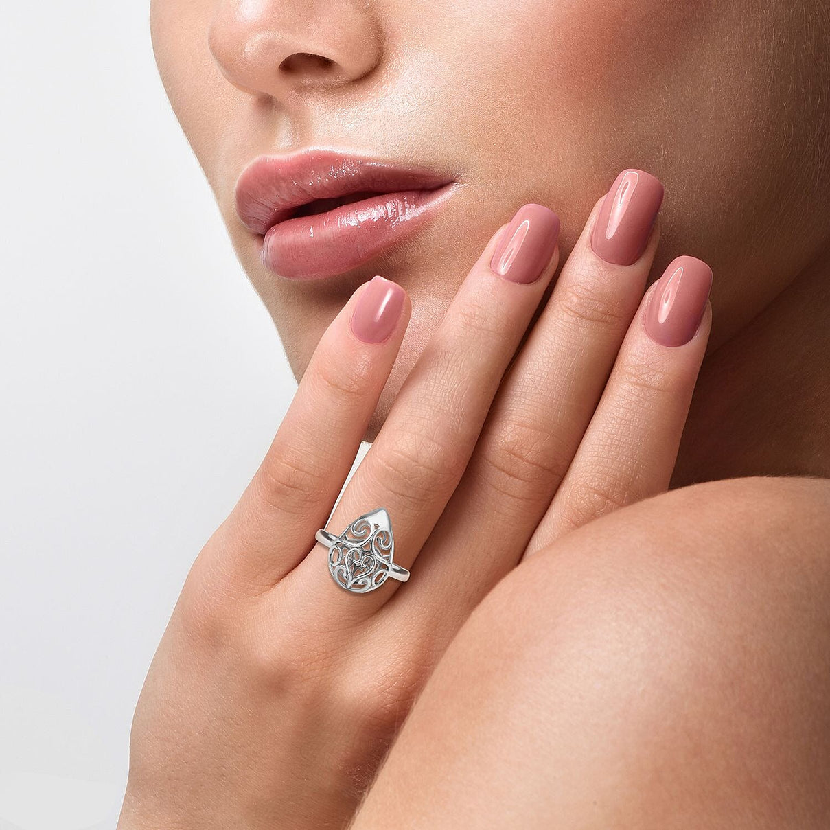 Lucy Q Air Drip Collection - Rhodium Overlay Sterling Silver Rococo Ring 7083157 3