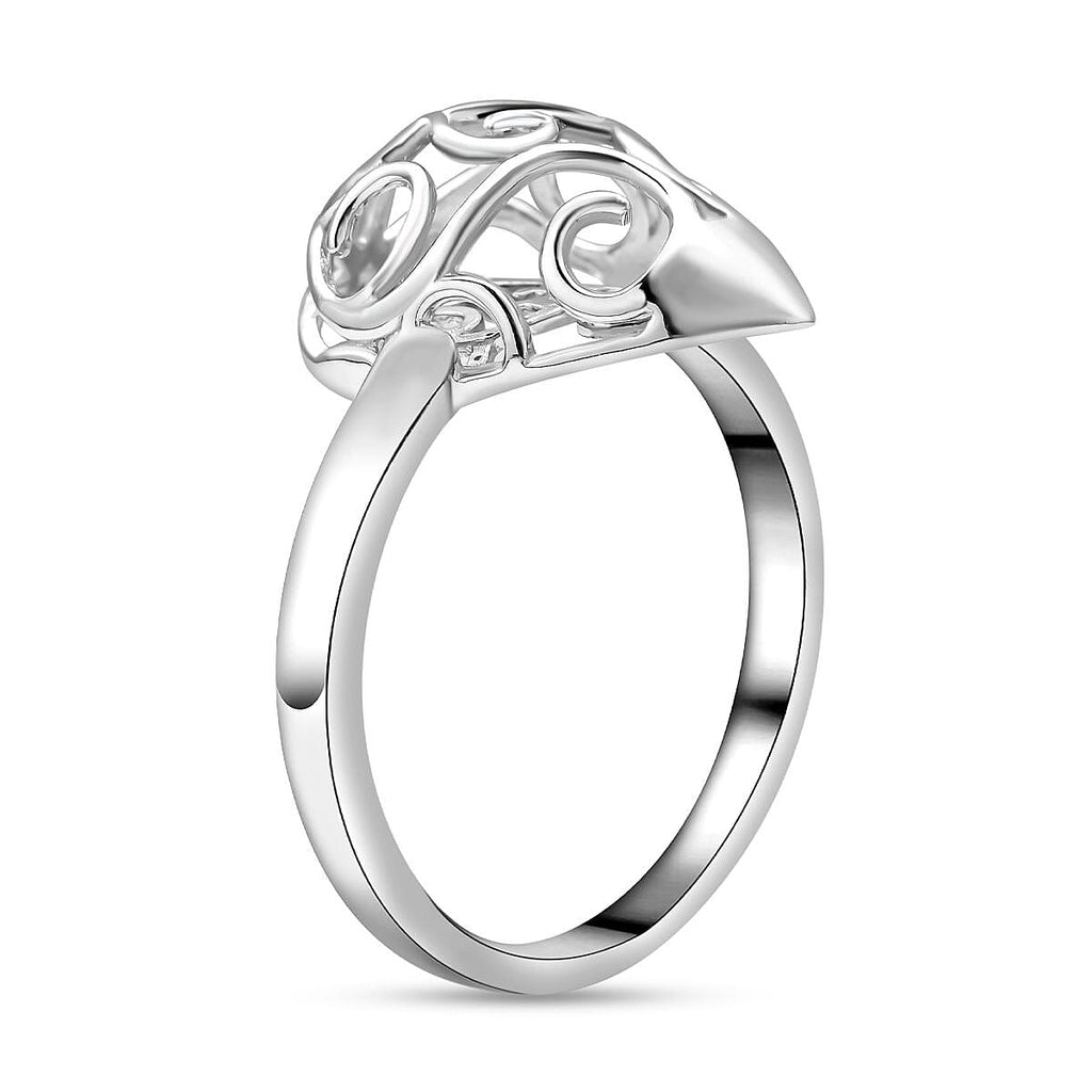 LucyQ Air Drip Collection - Rhodium Overlay Sterling Silver Rococo Ring