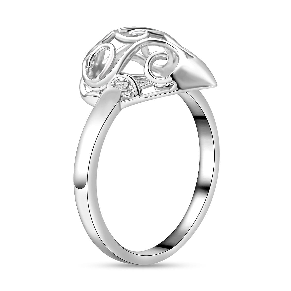 Lucy Q Air Drip Collection - Rhodium Overlay Sterling Silver Rococo Ring 7083157 4