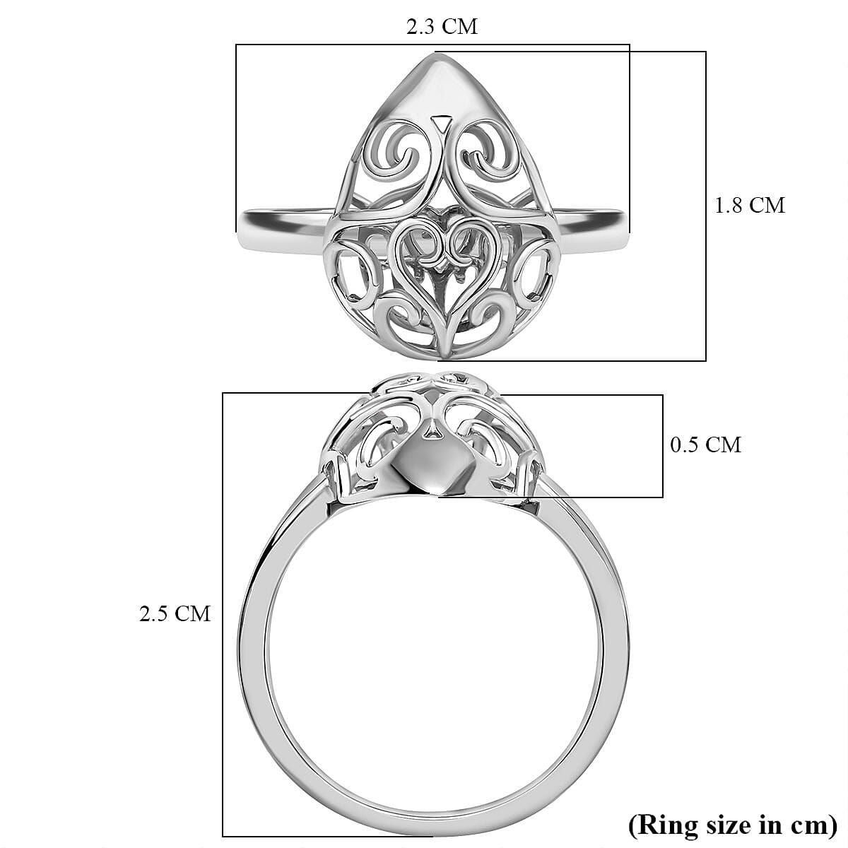 Lucy Q Air Drip Collection - Rhodium Overlay Sterling Silver Rococo Ring 7083157 6