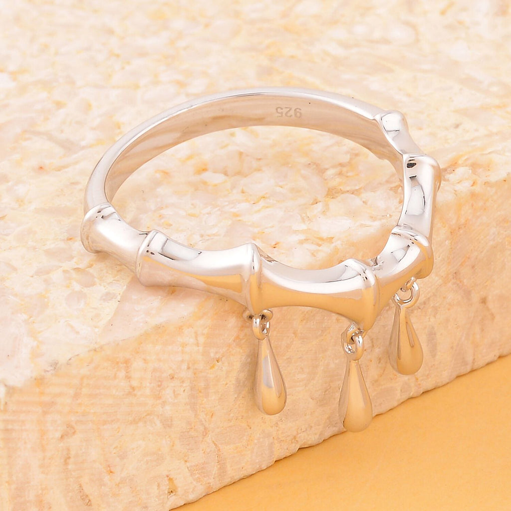 Lucy Q Bamboo Collection - Rhodium Overlay Sterling Silver Ring