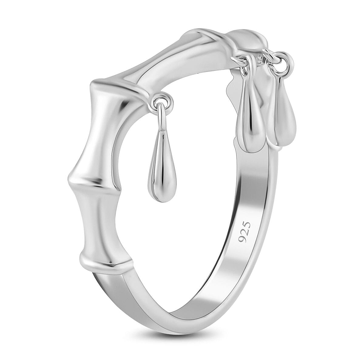 Lucy Q Bamboo Collection - Rhodium Overlay Sterling Silver Ring 7517093 7