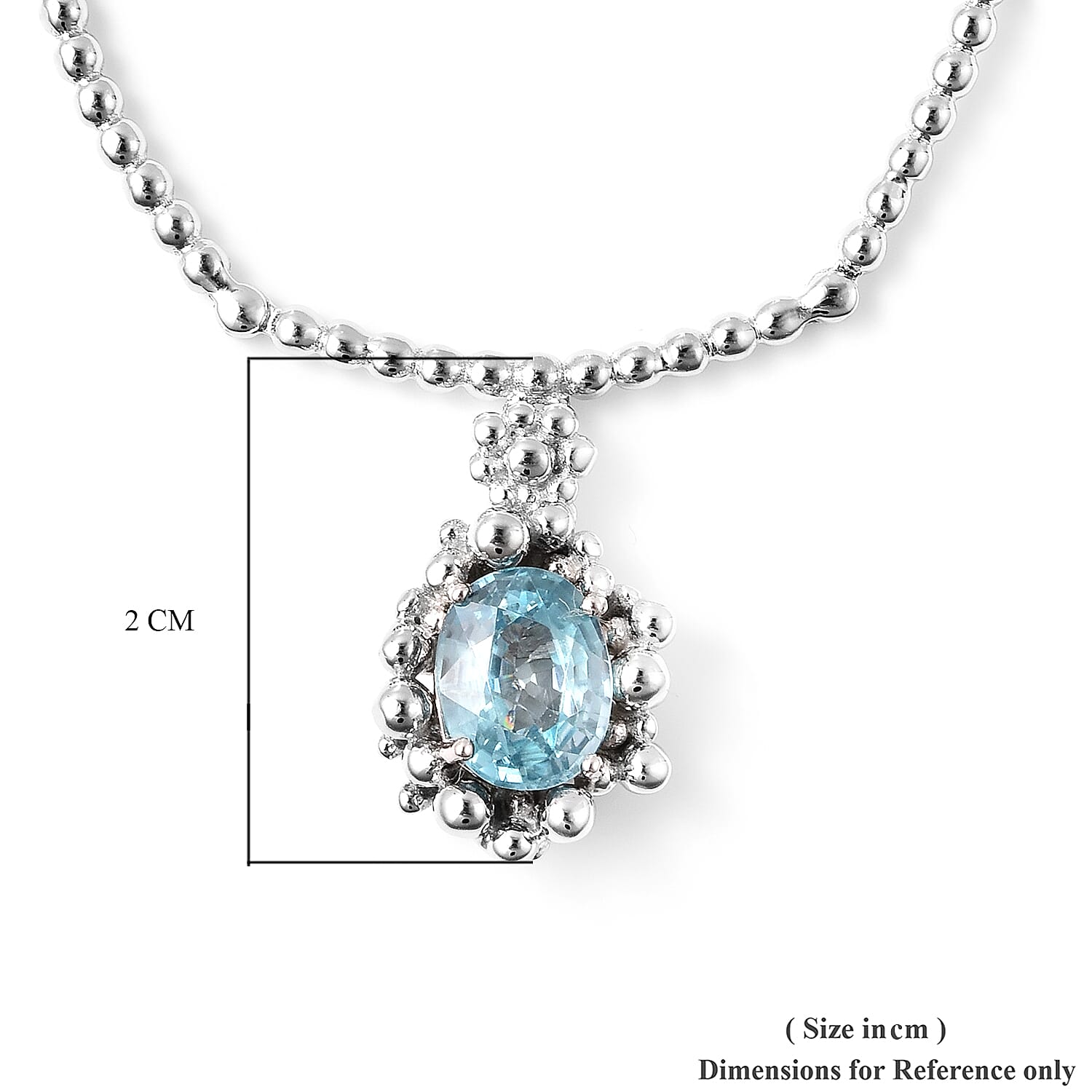 Lucy Q Bubble Collection - Ratanakiri Blue Zircon Necklace (Size 16 with 4 inch Extender) in Rhodium Overlay Sterling Silver 2.71 Ct. 3710539 4
