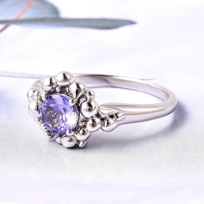 Lucy Q Bubble Collection - Premium Tanzanite Ring in Rhodium Overlay Sterling Silver 3668260 2