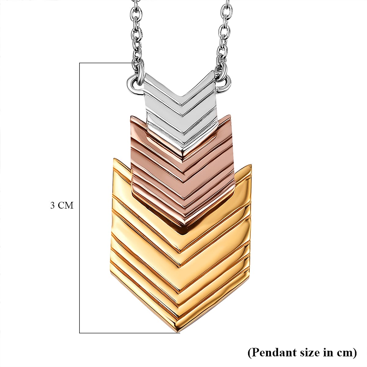 Lucy Q Close Out Deal - Arrow Collection - Rhodium Overlay Sterling Silver Necklace (Size - 16 with 2 Inch Extender) in Tri Tone. 7236027 5