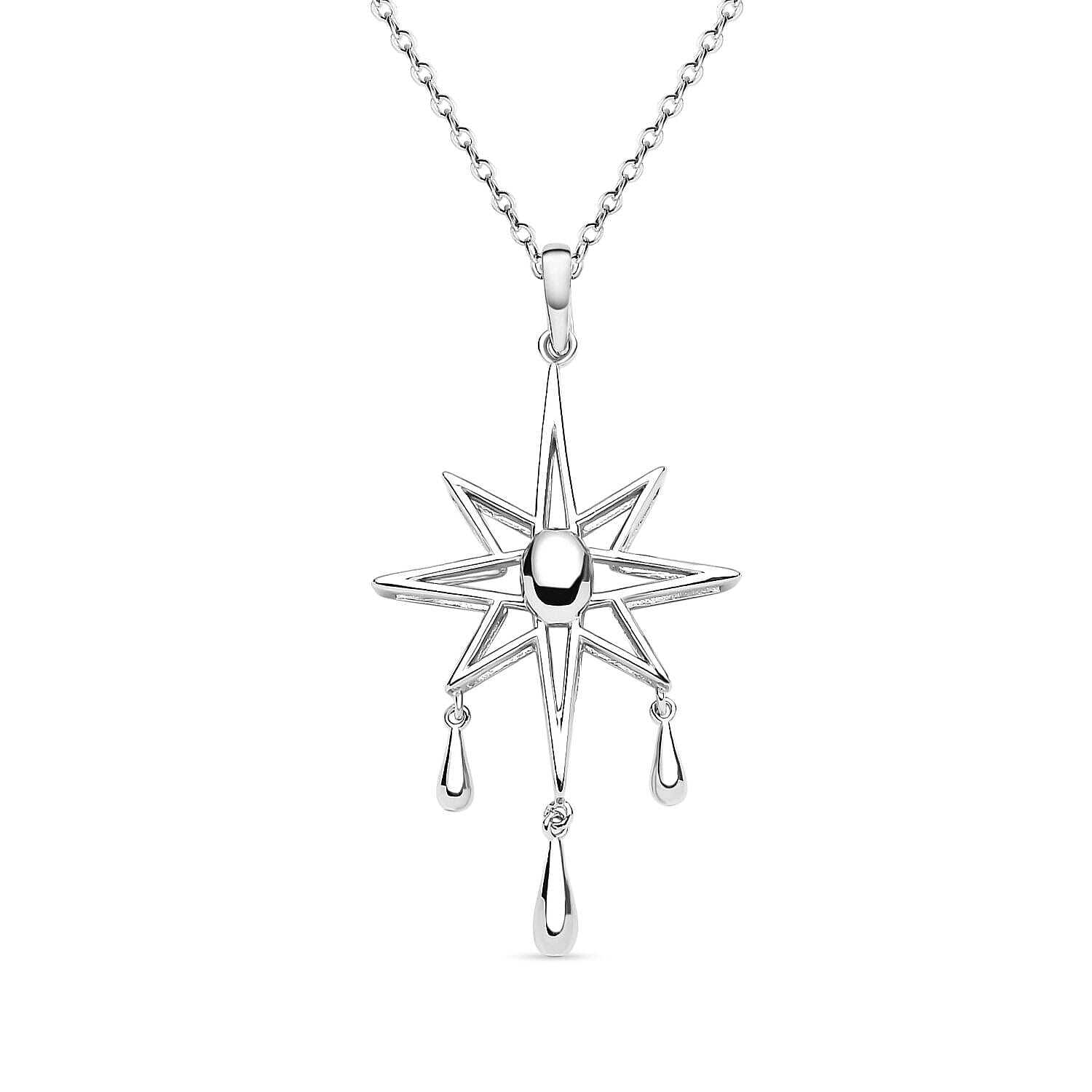 Lucy Q Constellation Collection - 7 in 1 Wear Rhodium Overlay Sterling Silver Moon and Star Necklace (Size 24) and Detachable Pendant with Chain (Size 15,16,17) 3887866 7