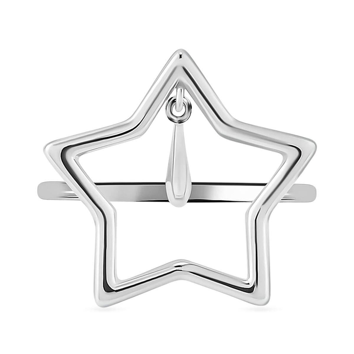 Lucy Q Constellation Collection - Rhodium Overlay Sterling Silver Star Ring 7491408 0