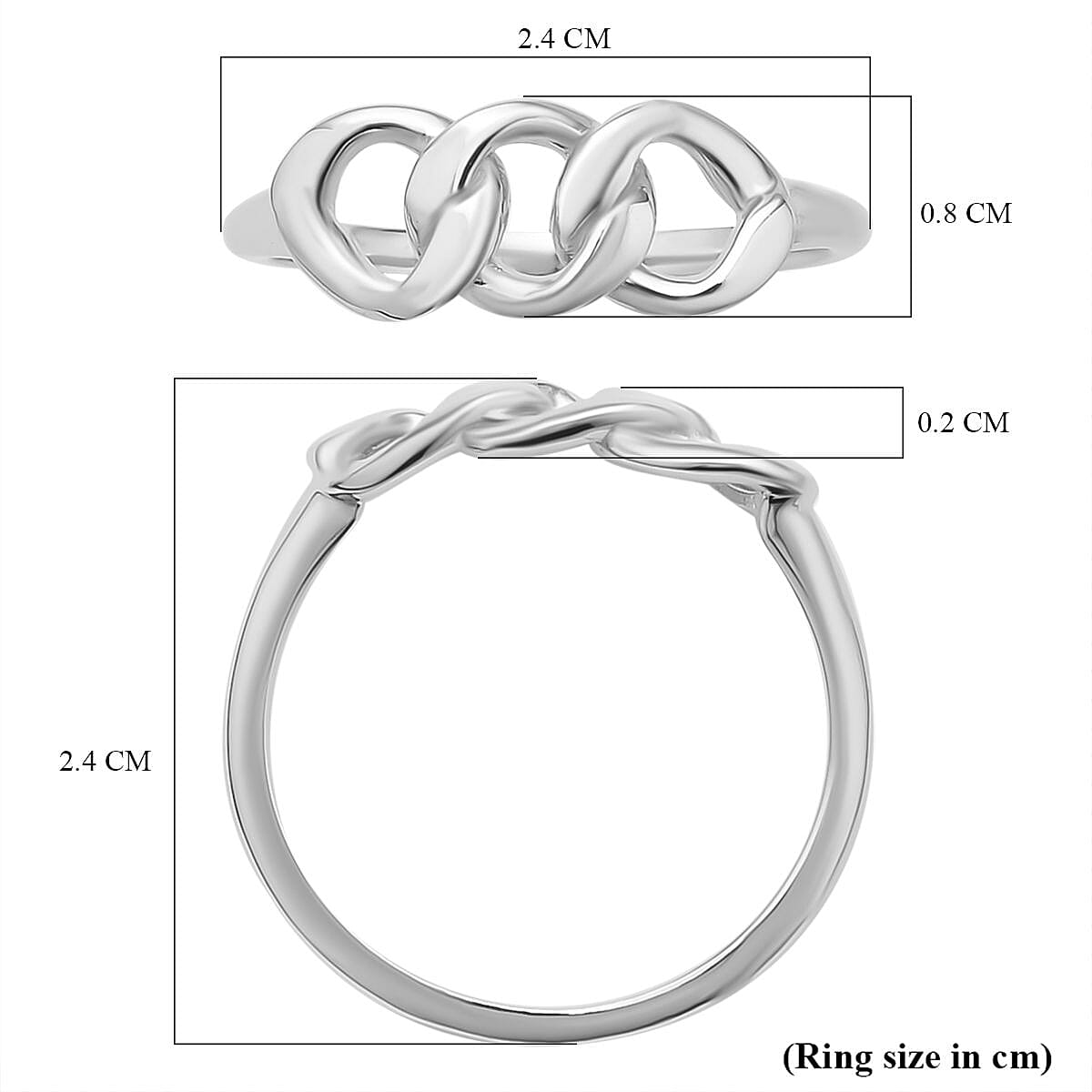 Lucy Q Curb Drop Collection - Rhodium Overlay Sterling Silver Ring 7231498 11