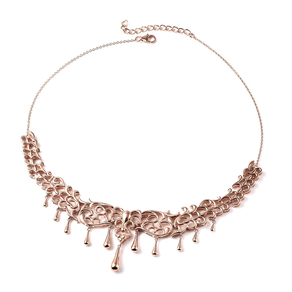 Lucy Q Drip Collection - Rose Gold Overlay Sterling Silver Necklace (Size 16 with 2 inch Extender), Silver wt 34.00 Gms