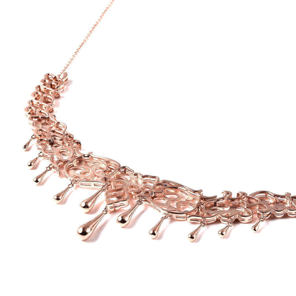 Lucy Q Drip Collection - Rose Gold Overlay Sterling Silver Necklace (Size 16 with 2 inch Extender), Silver wt 34.00 Gms