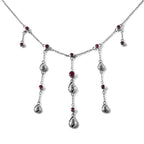 LucyQ Drop Collection - African Ruby (FF) Waterfall Necklace (Size 18) in Rhodium Overlay Sterling Silver 2.80 Ct.