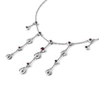 LucyQ Drop Collection - African Ruby (FF) Waterfall Necklace (Size 18) in Rhodium Overlay Sterling Silver 2.80 Ct.