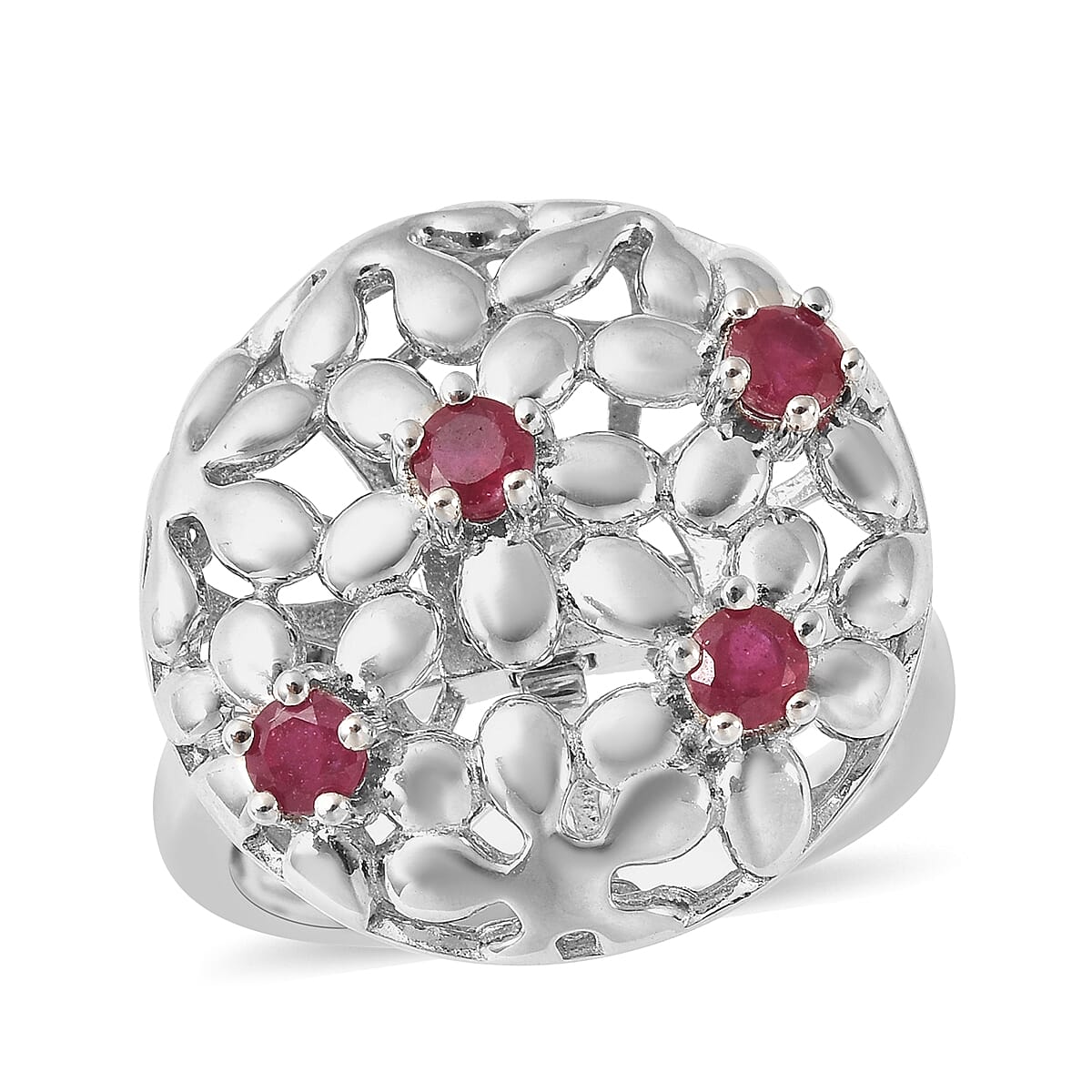 Lucy Q Filigree Collection - 2 Piece Set - 0.710 Ct. Fissure Filled Ruby Chain and Ring in Rhodium Plated Sterling Silver 3879777 2