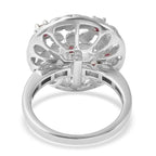 LucyQ Filigree Collection - African Ruby (FF) Interchangeable Poison Ring-Locket with Chain (Size 22) in Rhodium Overlay Sterling Silver, Silver