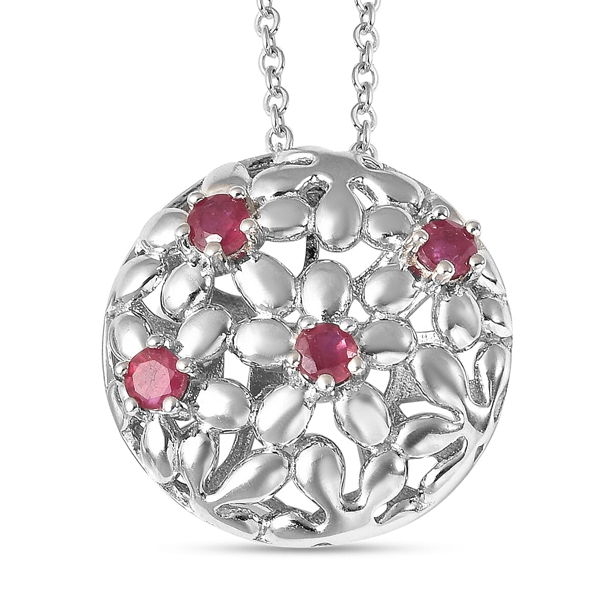 Lucy Q Filigree Collection - 2 Piece Set - 0.710 Ct. Fissure Filled Ruby Chain and Ring in Rhodium Plated Sterling Silver 3879777 5