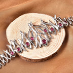 LucyQ Flame Collection - African Ruby (FF) Bracelet (Size 8) in Rhodium Overlay Sterling Silver 3.88 Ct.