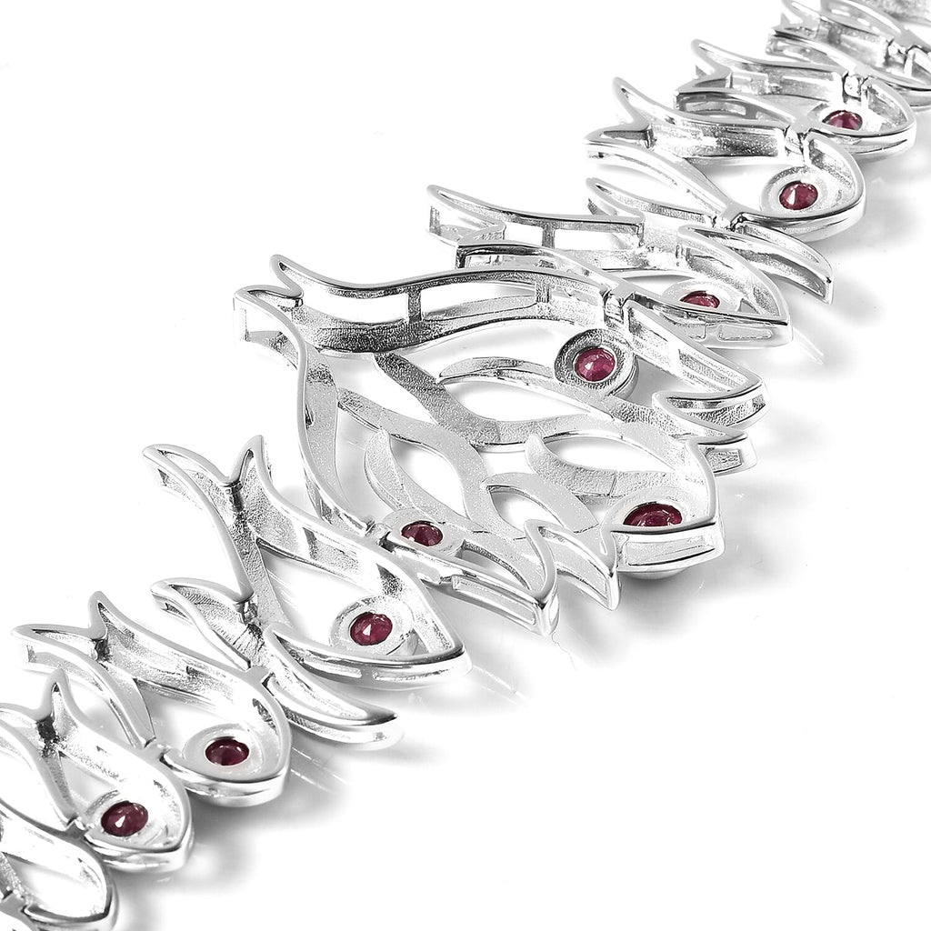 LucyQ Flame Collection - African Ruby (FF) Bracelet (Size 8) in Rhodium Overlay Sterling Silver 3.88 Ct.
