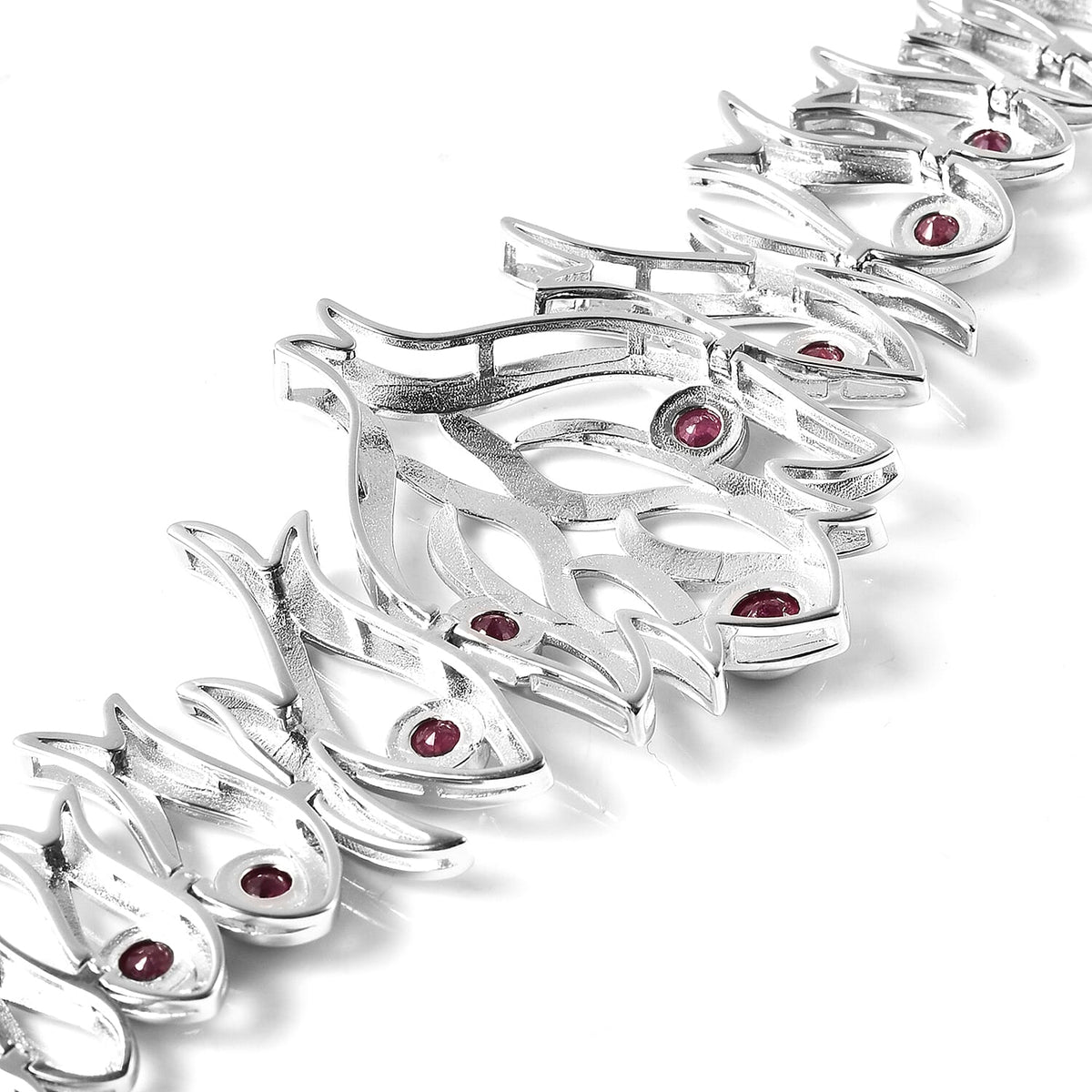 Lucy Q Flame Collection - African Ruby (FF) Bracelet (Size 8) in Rhodium Overlay Sterling Silver 3.88 Ct. 3820650 7