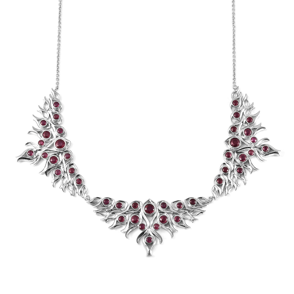 Lucy Q Flame Collection - African Ruby (FF) Necklace (Size 20) in Rhodium Overlay Sterling Silver 10.23 Ct. 3855161 0