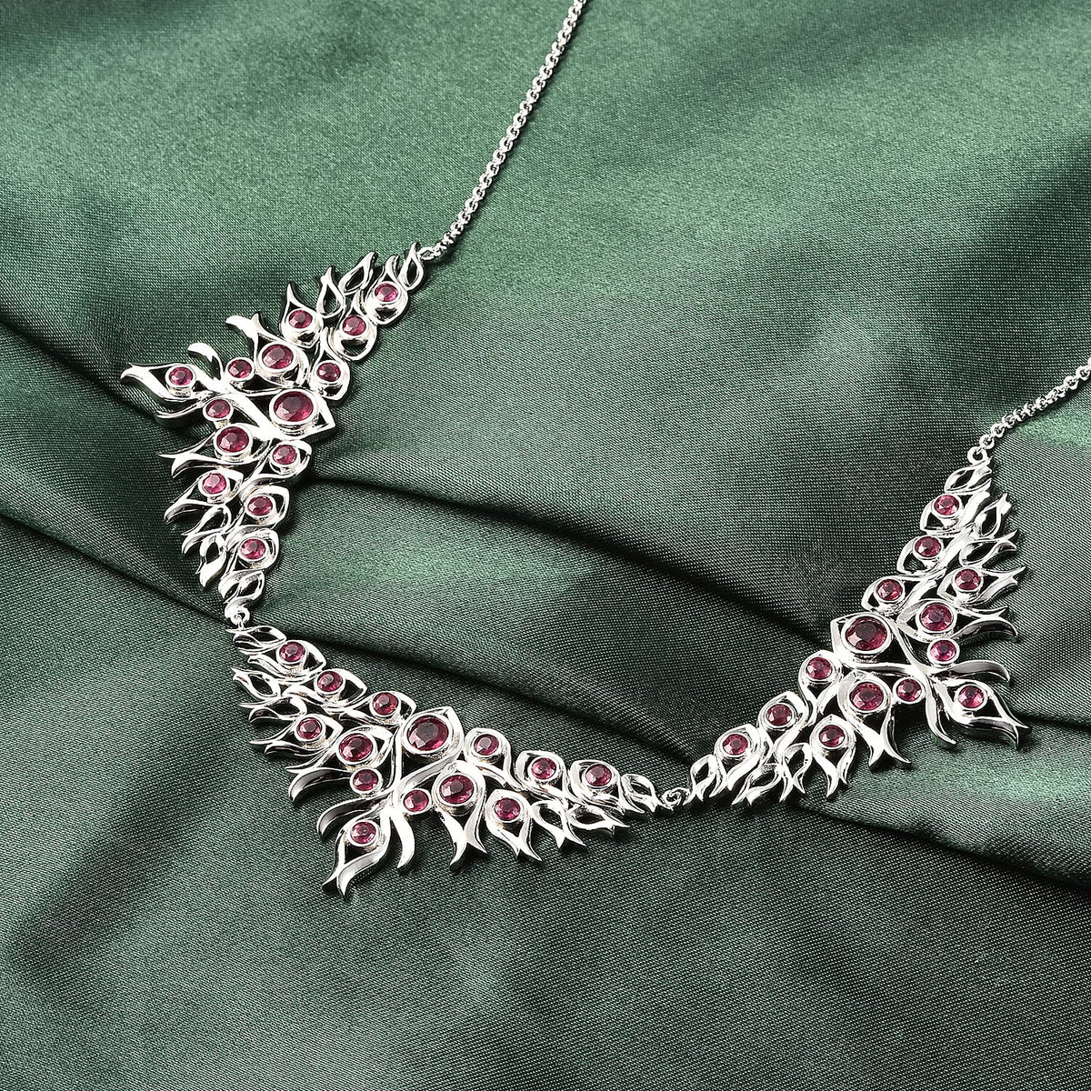 Lucy Q Flame Collection - African Ruby (FF) Necklace (Size 20) in Rhodium Overlay Sterling Silver 10.23 Ct. 3855161 1