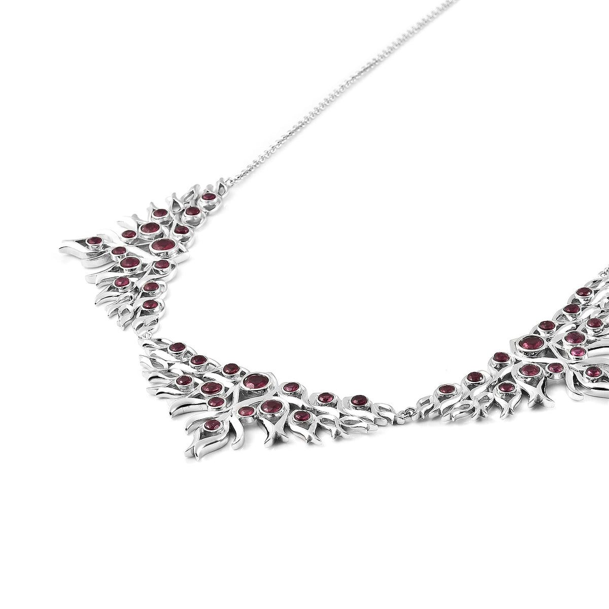 Lucy Q Flame Collection - African Ruby (FF) Necklace (Size 20) in Rhodium Overlay Sterling Silver 10.23 Ct. 3855161 3
