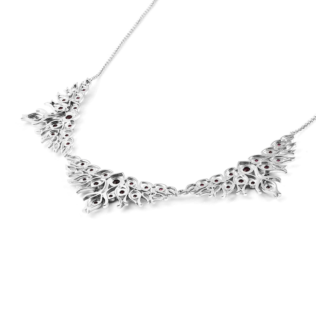 Lucy Q Flame Collection - African Ruby (FF) Necklace (Size 20) in Rhodium Overlay Sterling Silver 10.23 Ct. 3855161 4