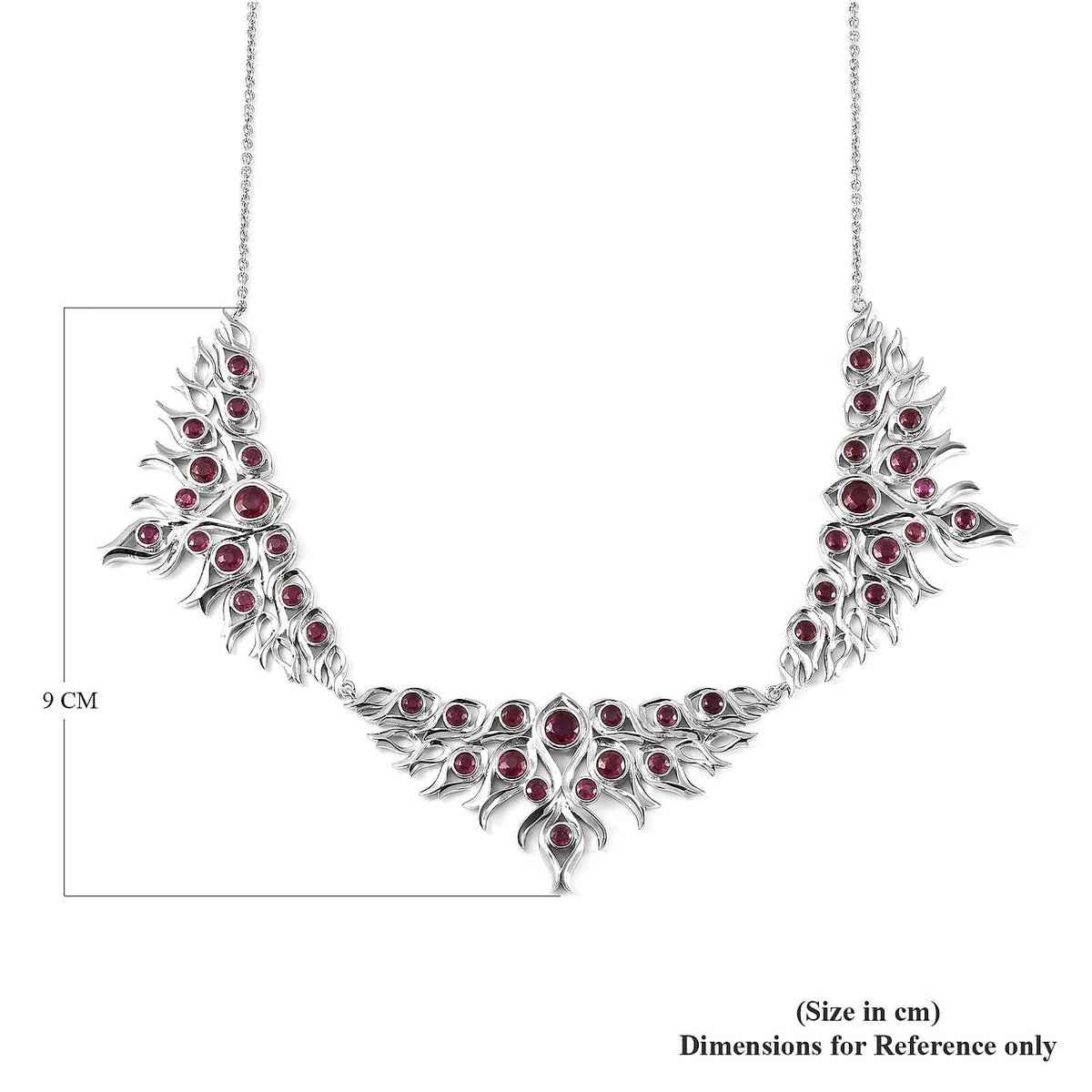 Lucy Q Flame Collection - African Ruby (FF) Necklace (Size 20) in Rhodium Overlay Sterling Silver 10.23 Ct. 3855161 6