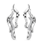 LucyQ Flame Collection - Moissanite Earrings (With Push Back) in Rhodium Overlay Sterling Silver
