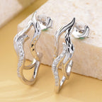 LucyQ Flame Collection - Moissanite Earrings (With Push Back) in Rhodium Overlay Sterling Silver