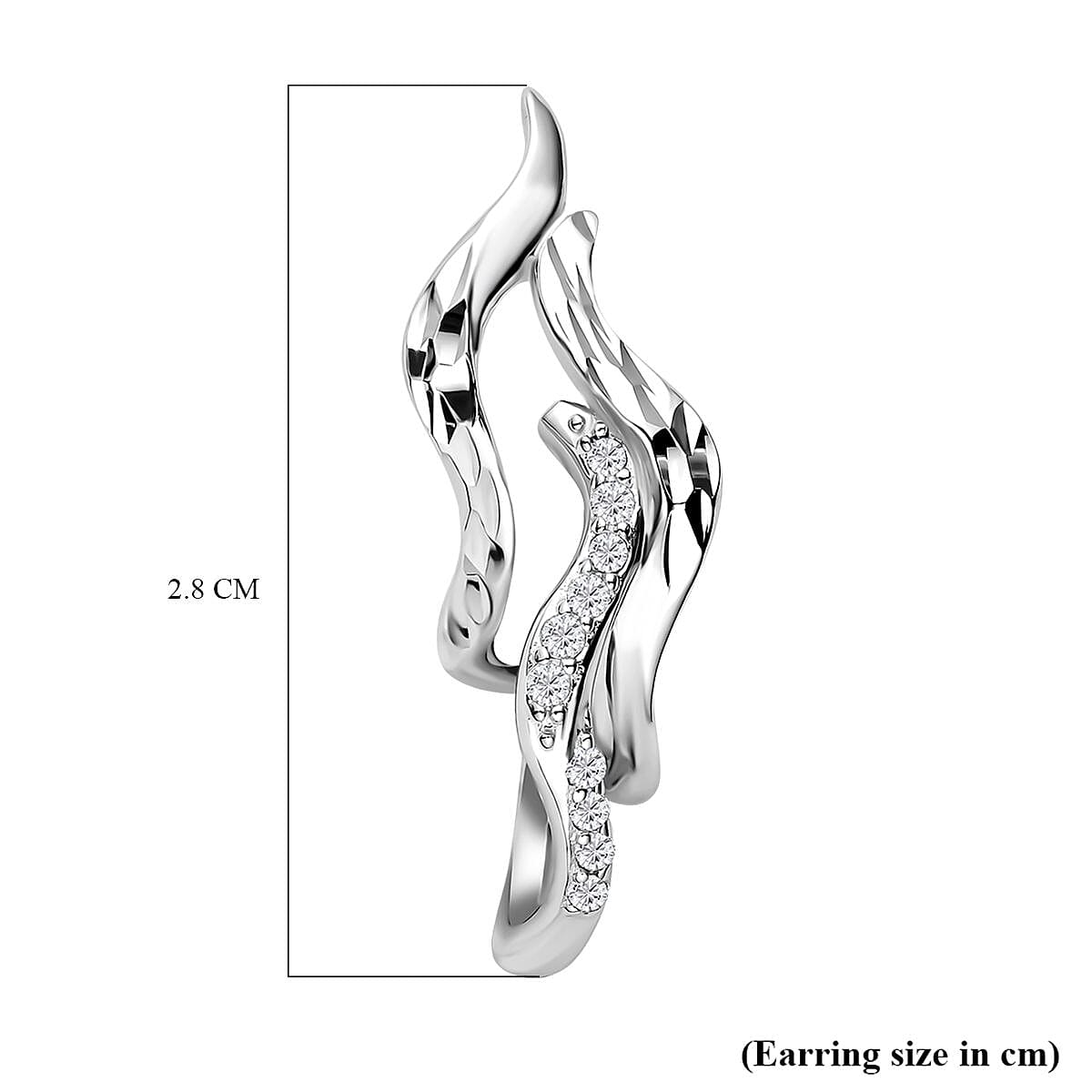 Lucy Q Flame Collection - Moissanite Earrings (With Push Back) in Rhodium Overlay Sterling Silver 7084160 4