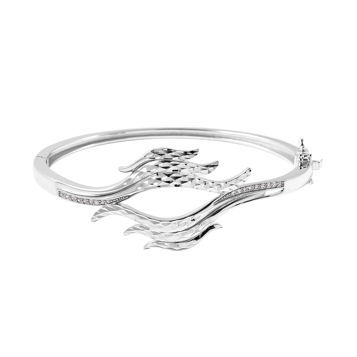 Lucy Q Flame Collection - Natural Cambodian Zircon Bangle Size-7.5 in Rhodium Plated Sterling Silver 3723003 0