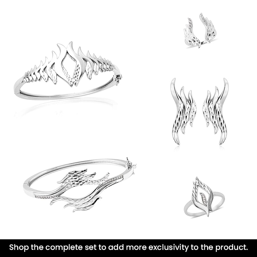 LucyQ Flame Collection - Natural Cambodian Zircon Bangle (Size 7.5) in Rhodium Overlay Sterling Silver