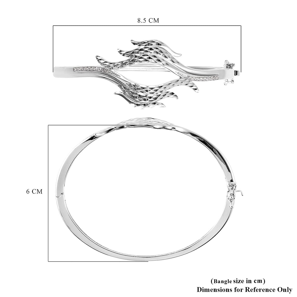 Lucy Q Flame Collection - Natural Cambodian Zircon Bangle Size-7.5 in Rhodium Plated Sterling Silver 3723003 7