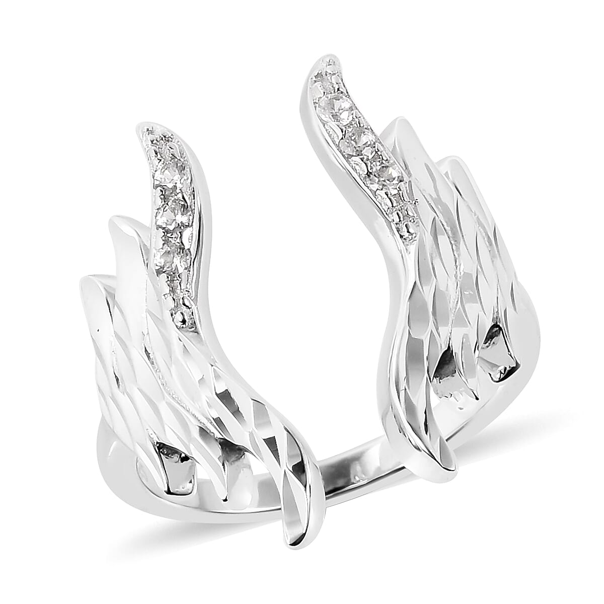 Lucy Q Flame Collection - Natural Cambodian Zircon Open Ring in Rhodium Plated Sterling Silver 3723011 0