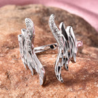 LucyQ Flame Collection - Natural Cambodian Zircon Open Ring in Rhodium Overlay Sterling Silver