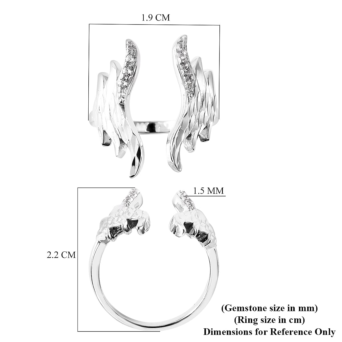 Lucy Q Flame Collection - Natural Cambodian Zircon Open Ring in Rhodium Plated Sterling Silver 3723011 6